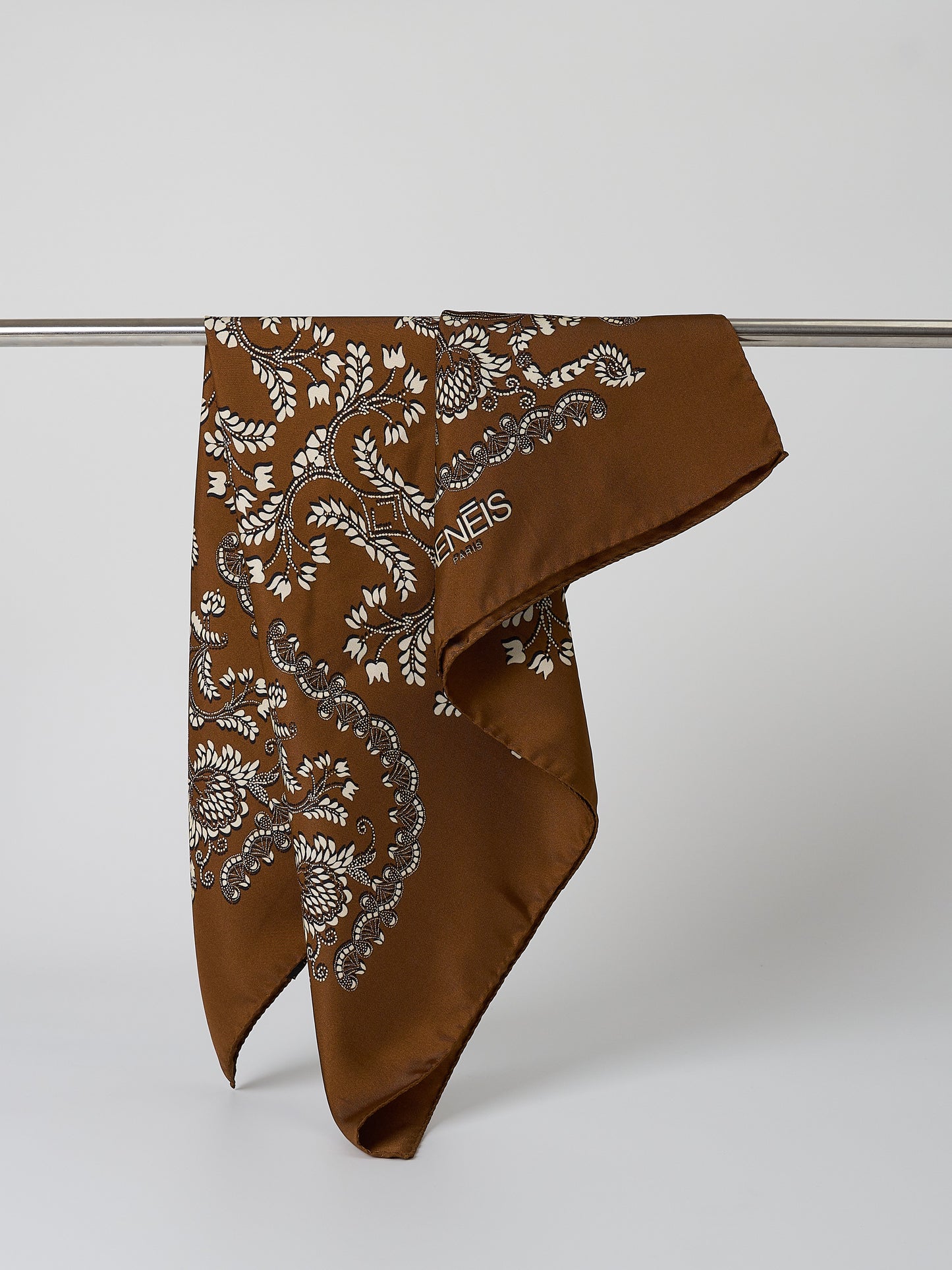 Grano Silk Scarf - Coffee 68cm