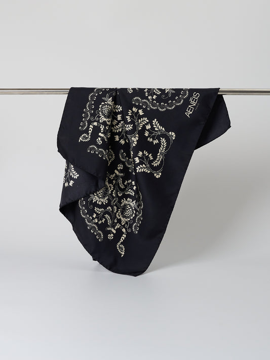 Grano Silk Scarf - Black 68cm