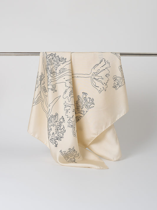 Nostalgia Silk Scarf - Champagne 90cm