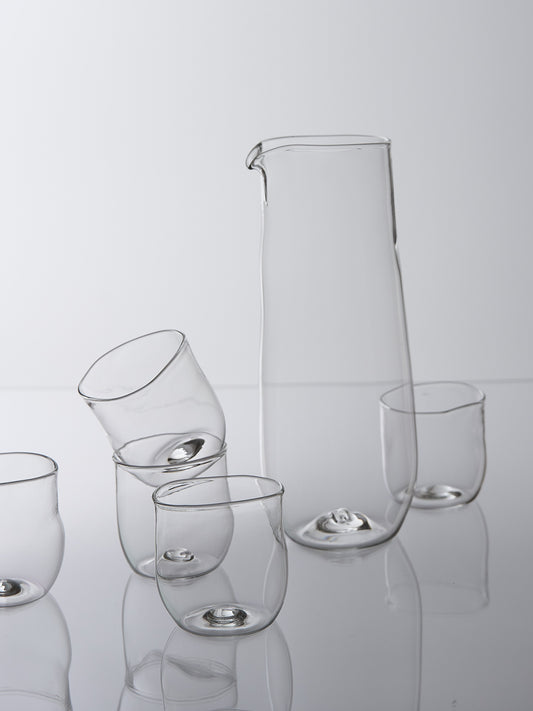 Glass Sake Set, Carafe with 5 Glasses
