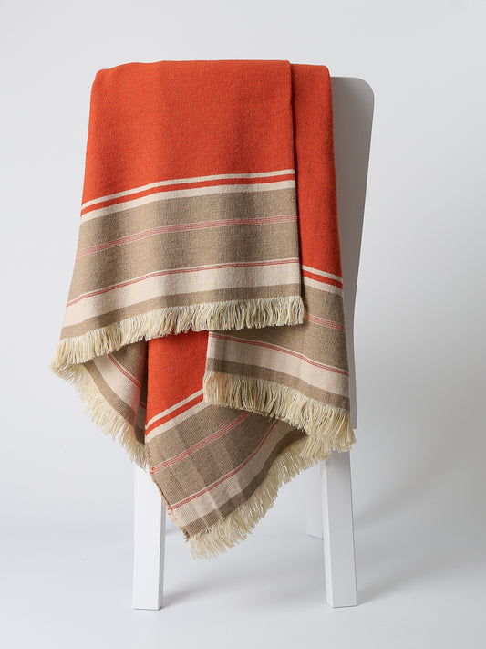 Djerba Linen-Blend Throw Tangerine