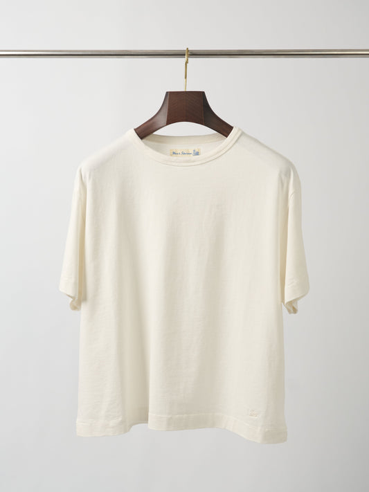 Boxy Cropped T-Shirt Organic Cotton & Hemp Blend White