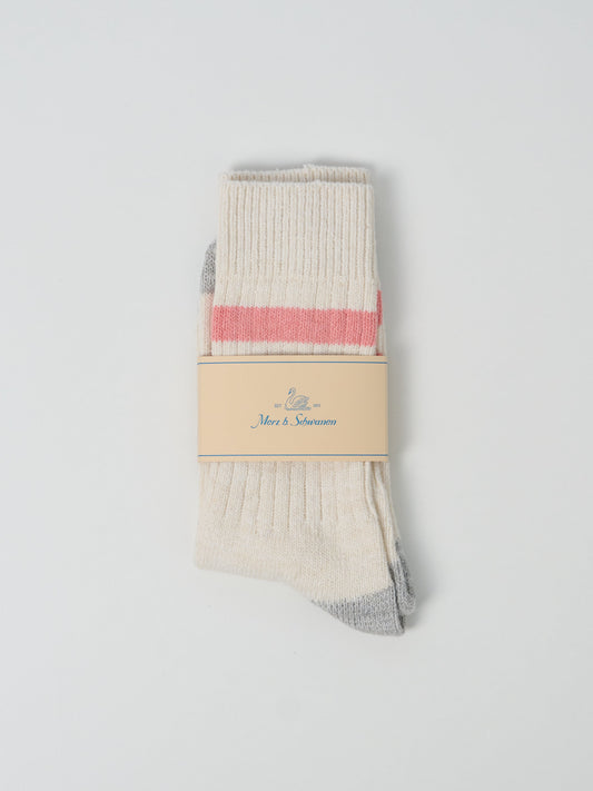 GS05 Stripe Socks Recycled Cotton Nature/Peach
