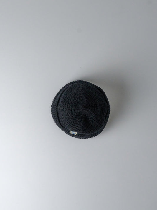 Unisex Beanie – Waffle Knit Merino Wool (99 Deep Black)