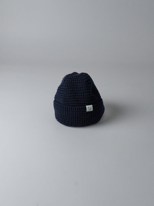 Unisex Beanie – Waffle Knit Merino Wool (51 Dark Navy)