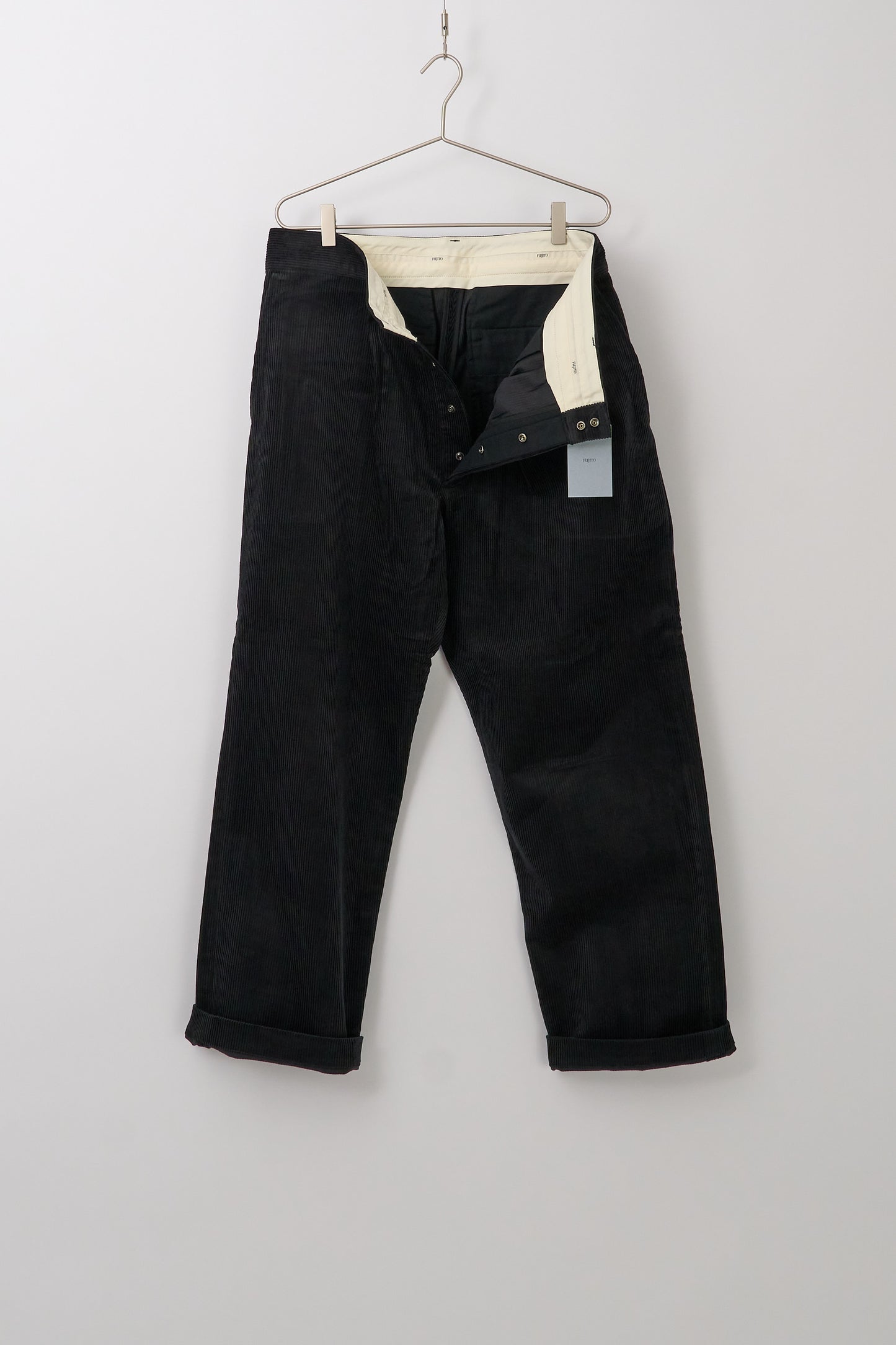 Fujito Wide Slacks, 8W Corduroy Black
