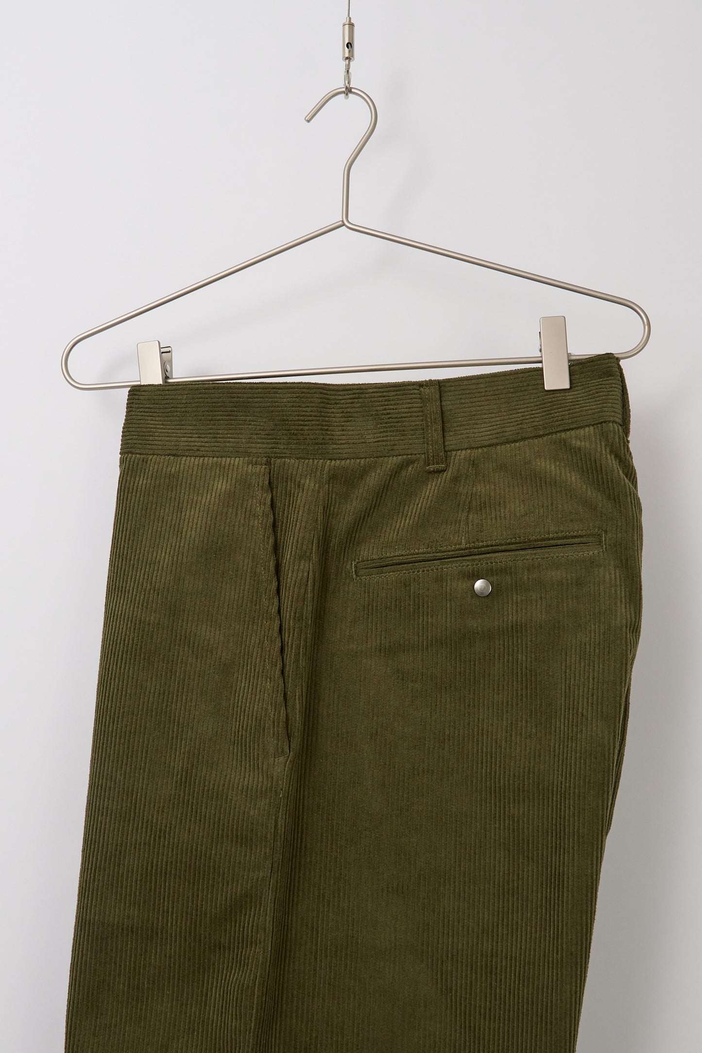 Fujito Wide Slacks, 8W Corduroy Olive Green