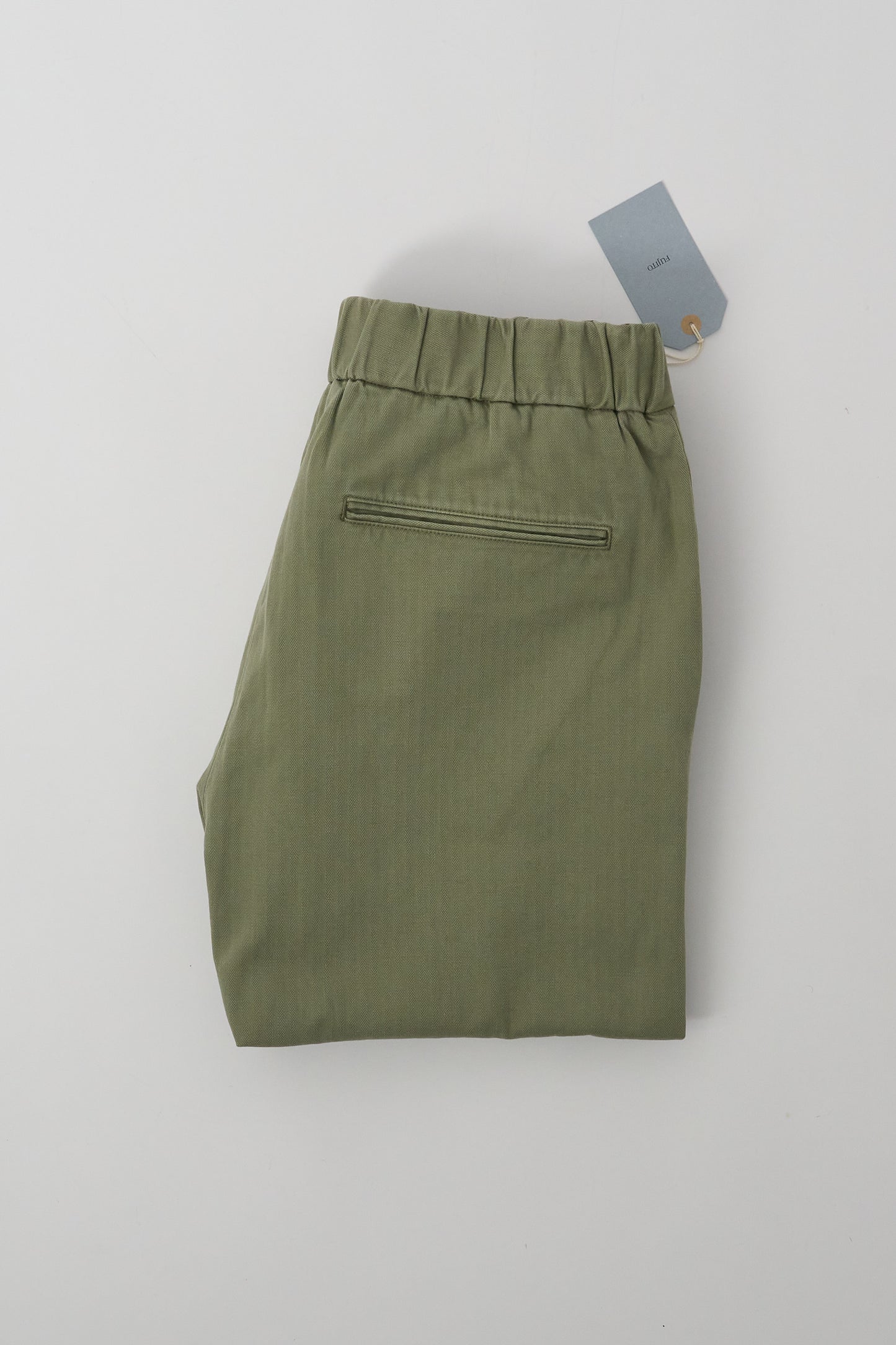Fujito Easy Pants, Herringbone Twill - Olive Green