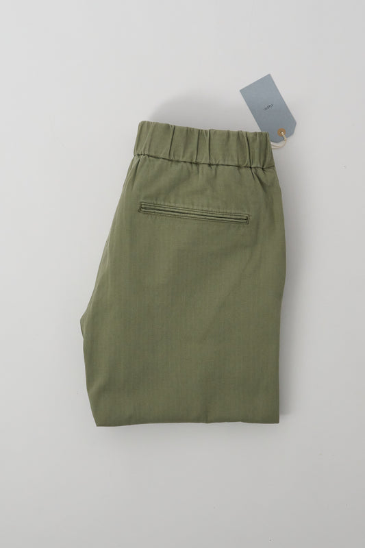 Fujito Easy Pants, Herringbone Twill - Olive Green