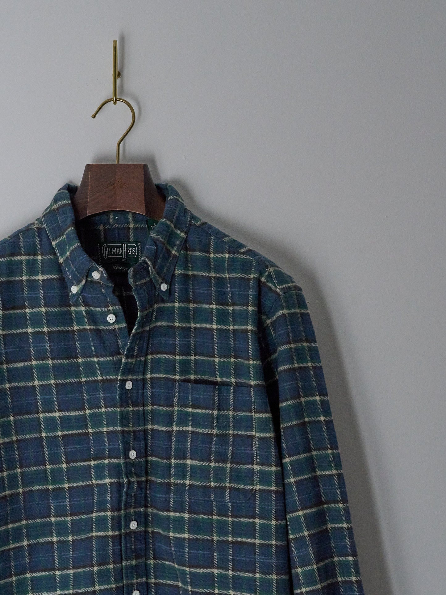 Cotton Slub Check Flannel Shirt - Blue