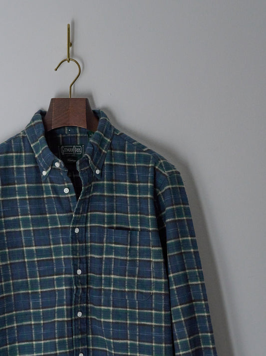 Cotton Slub Check Flannel Shirt - Blue