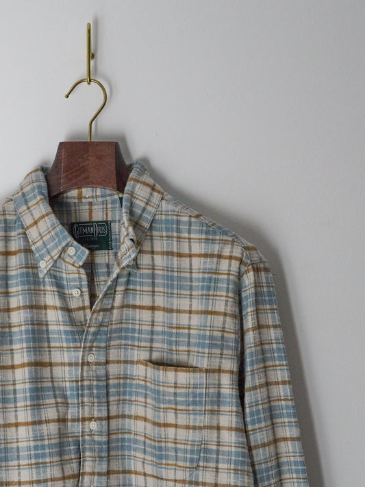 Cotton Slub Check Flannel Shirt - White