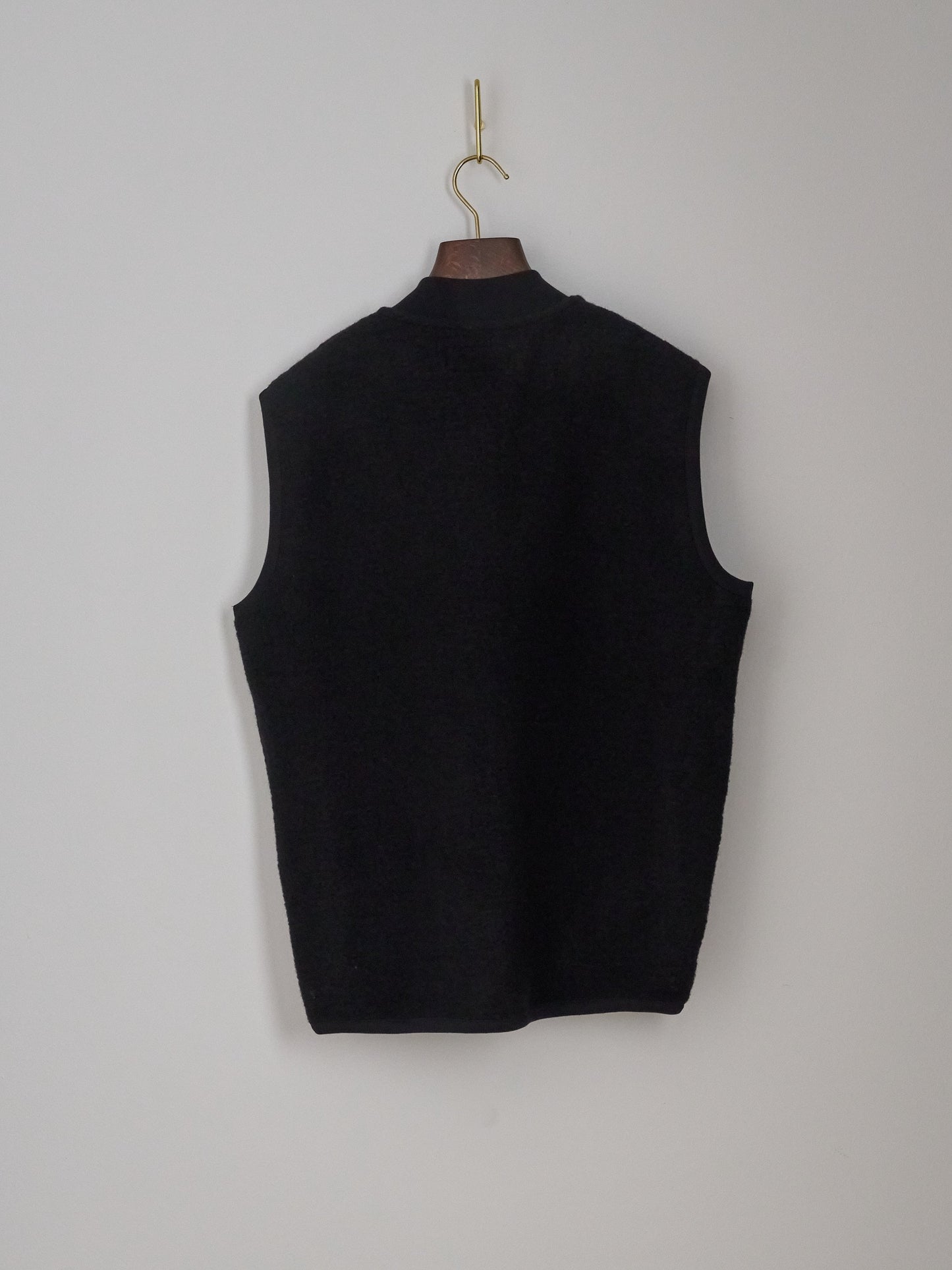 Zip Waistcoat in Wool Fleece - Black