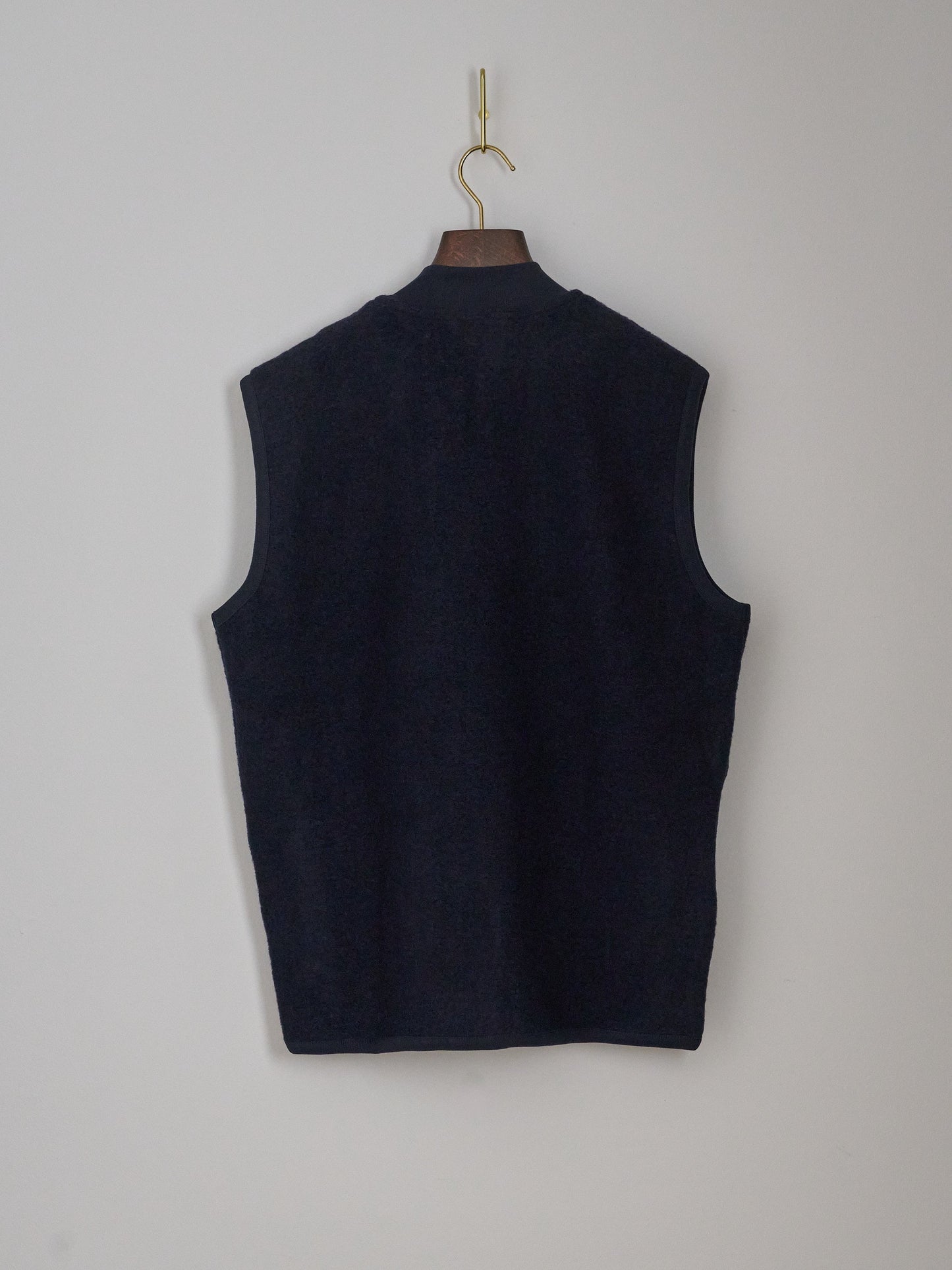 Zip Waistcoat in Wool Fleece - Navy