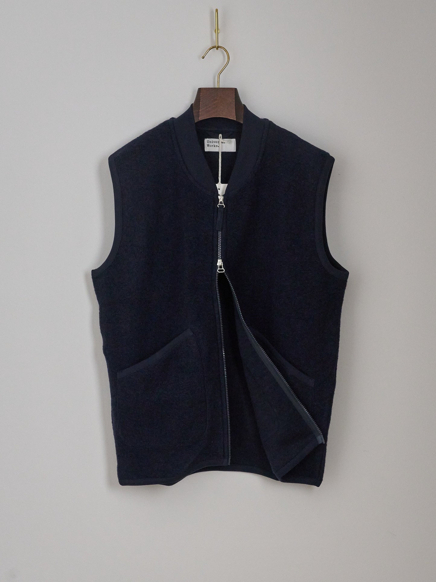 Zip Waistcoat in Wool Fleece - Navy