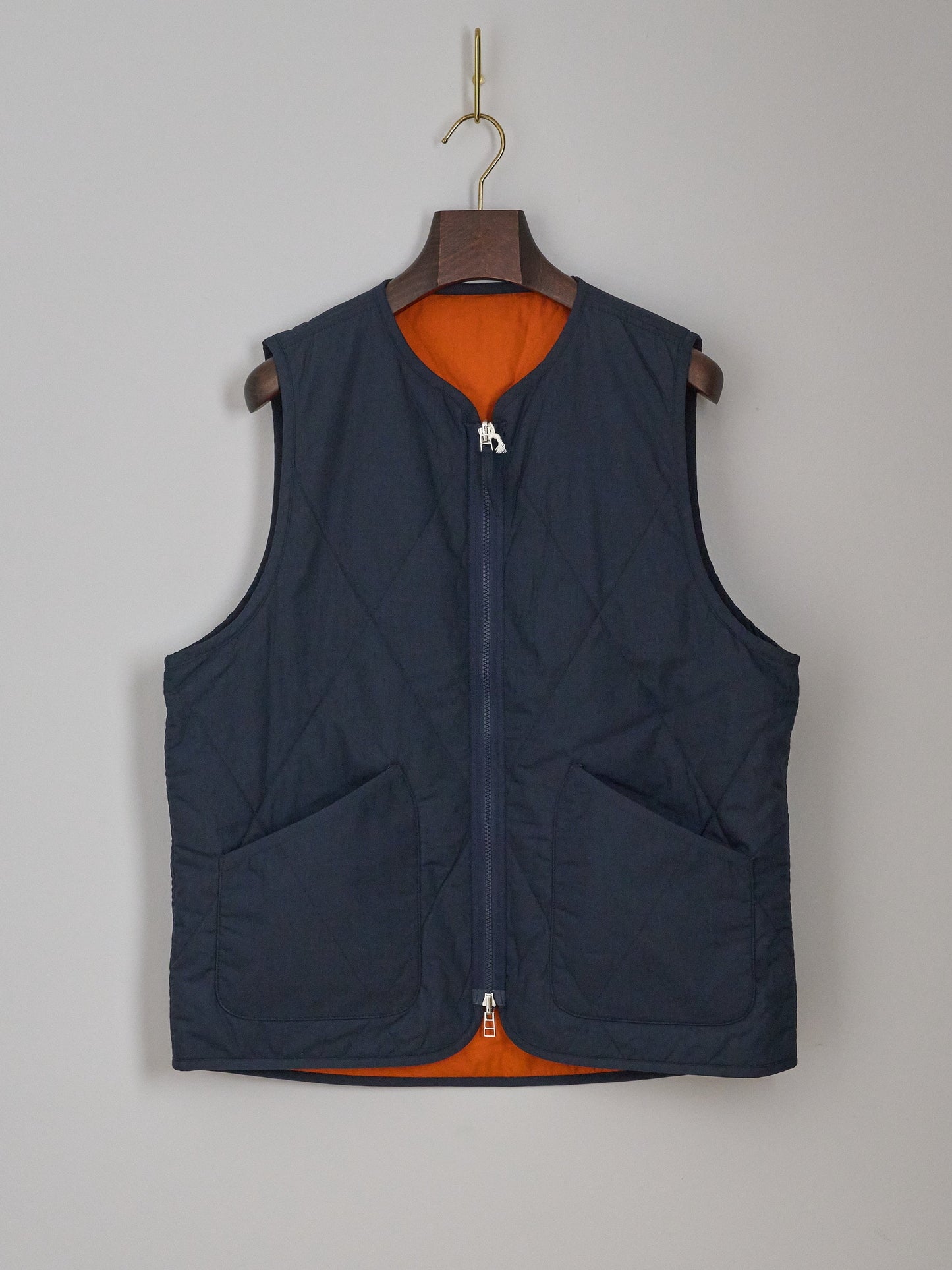 Reversible Military Liner Gilet in Navy/Orange