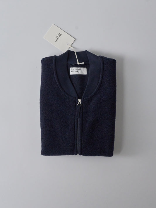 Zip Waistcoat in Wool Fleece - Navy