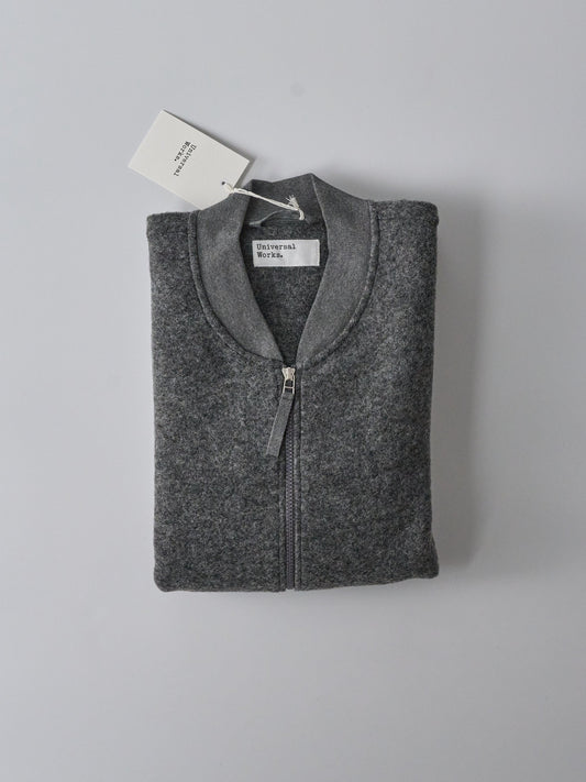Zip Waistcoat in Wool Fleece - Grey Marl