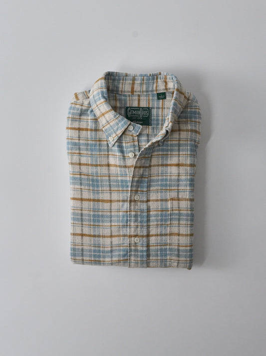 Cotton Slub Check Flannel Shirt - White