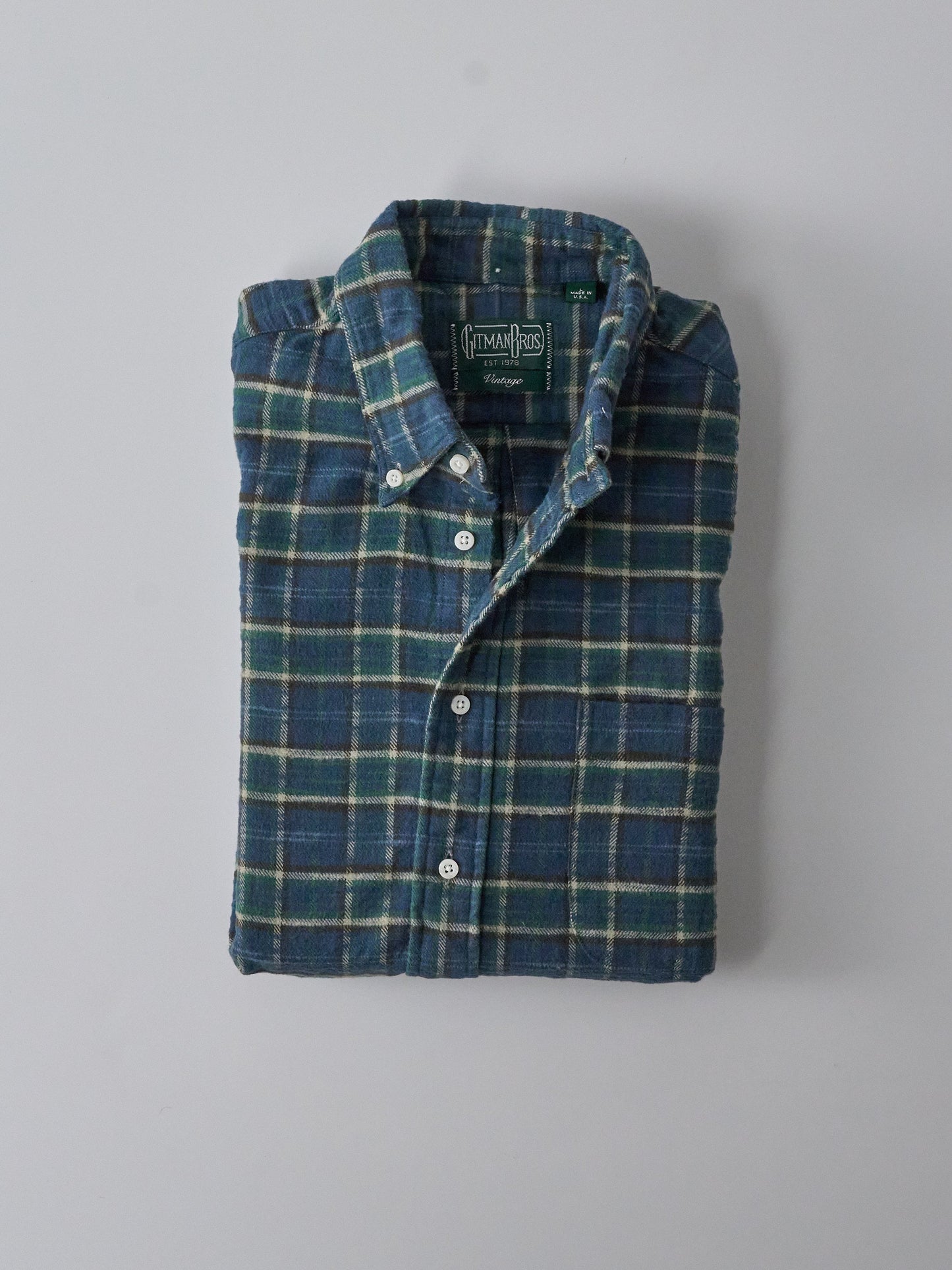 Cotton Slub Check Flannel Shirt - Blue