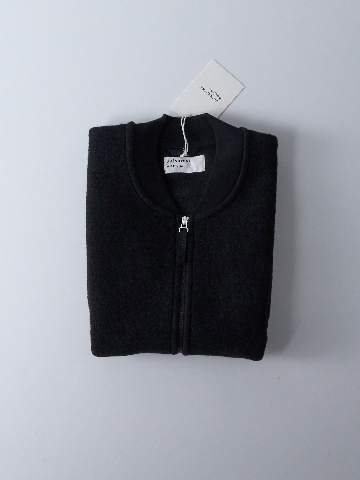 Zip Waistcoat in Wool Fleece - Black