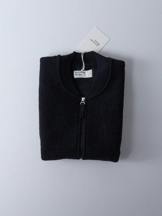 Zip Waistcoat in Wool Fleece - Black