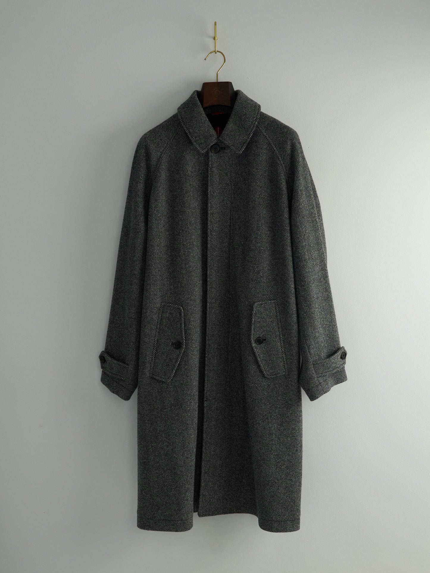 Raglan Coat Herringbone 100% Wool