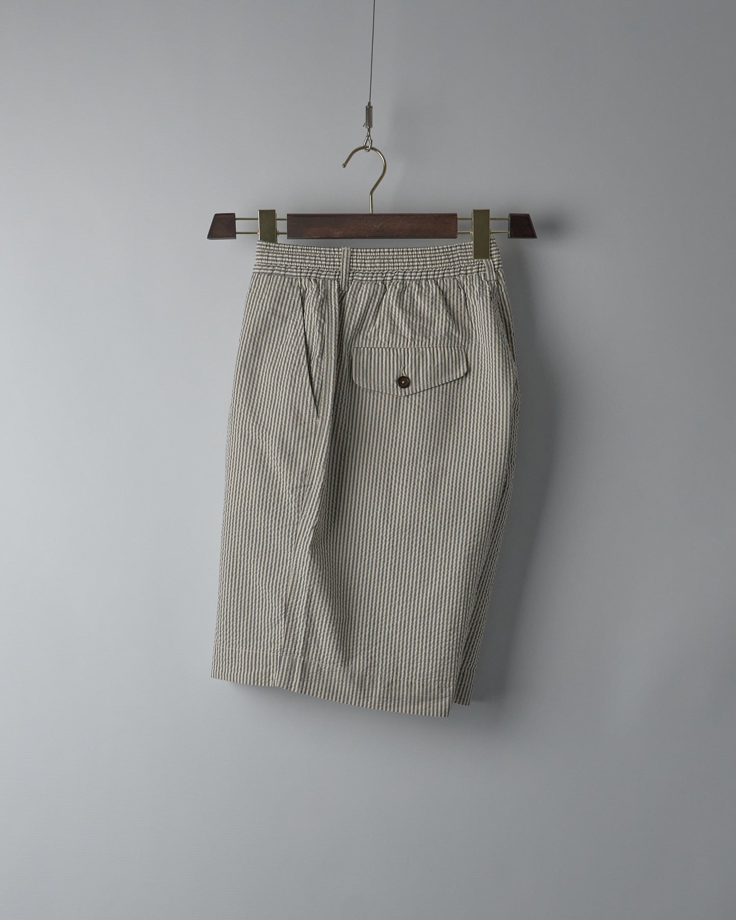 Pleated Track Short in Grey Derby Stripe