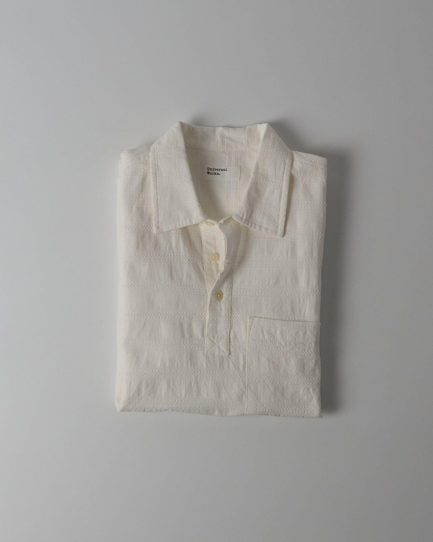 Pullover Short Sleeve Shirt in Nippon Self Stripe - Ecru