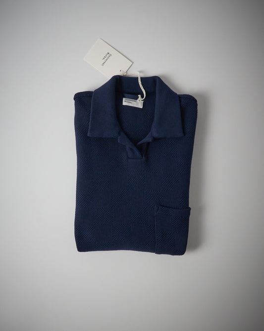 Vacation Polo in Bright Navy Fantasy Checkerboard