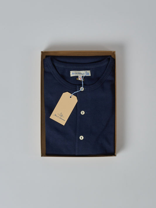 Men's Short Sleeve Loopwheeled Henley - 7.2oz Classic Fit (66 Ink Blue)