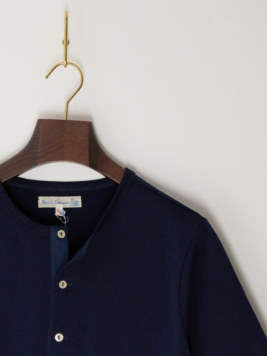 Men's Short Sleeve Loopwheeled Henley - 7.2oz Classic Fit (66 Ink Blue)