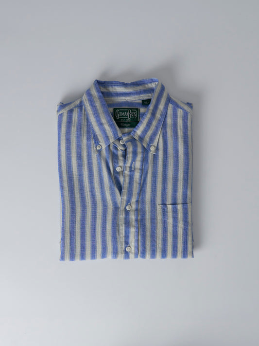 Blue Cotton/Ramie Cabana Stripe