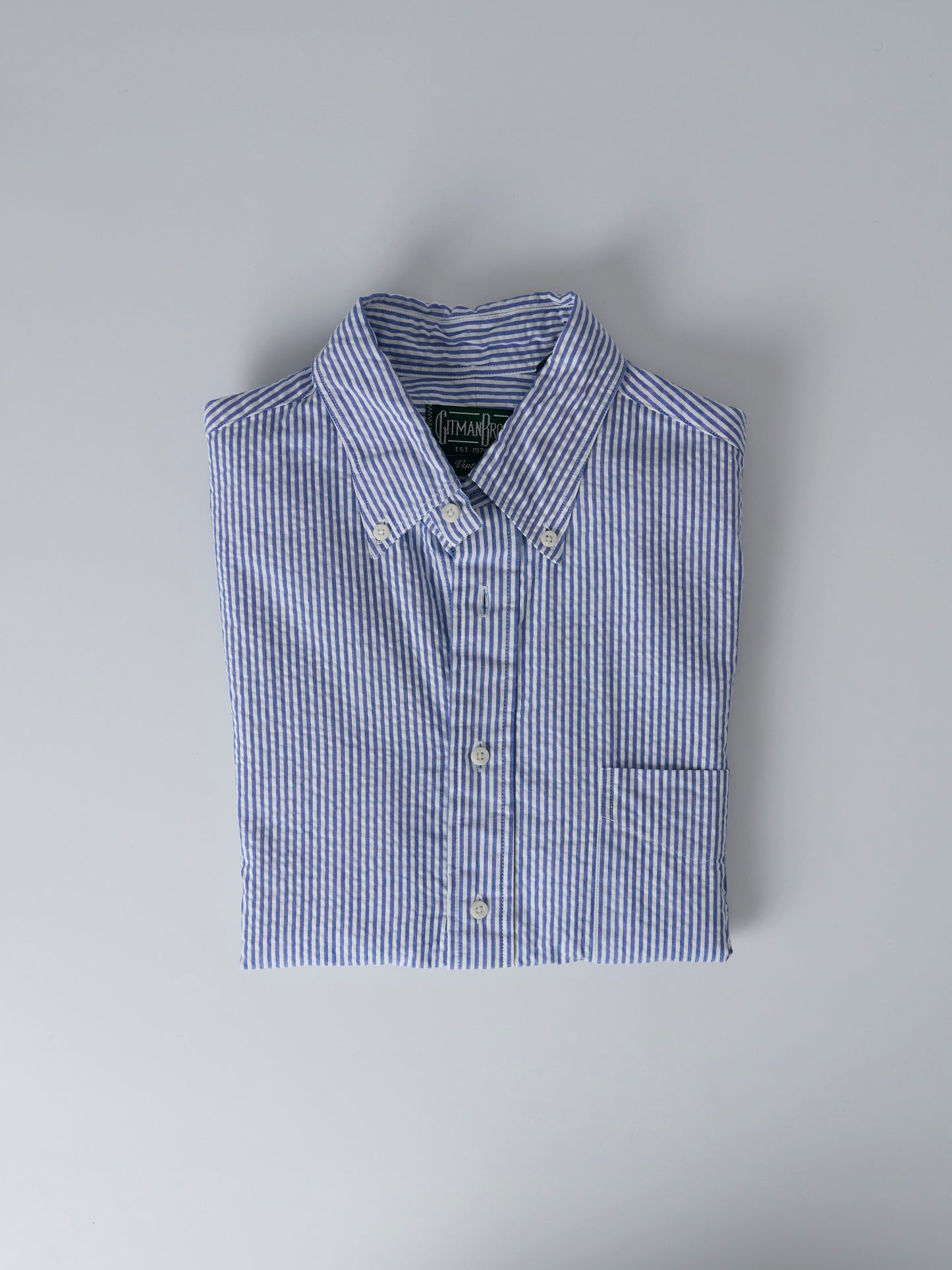 Blue Stripe Seersucker Shirt